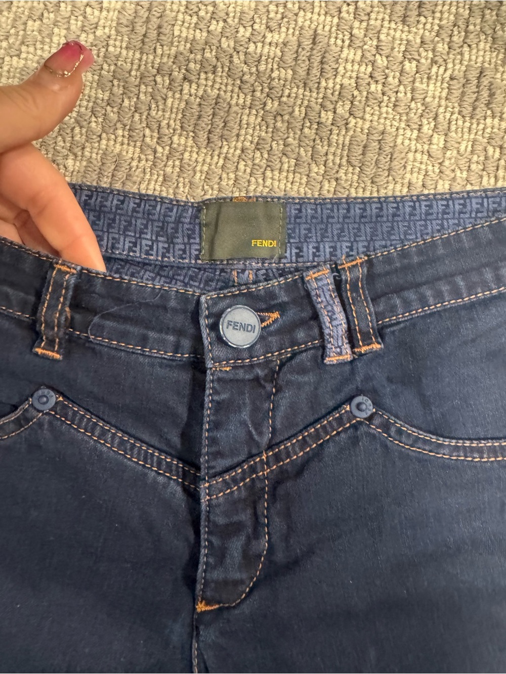 Gucci Dark Blue Logo Button Denim Jeans